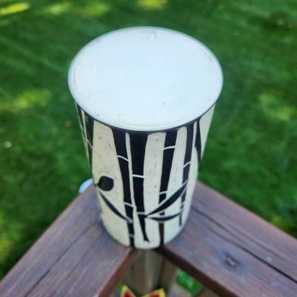 Jennifer Falter Pottery Bamboo Cylinder Vase Boho Chic Folk Art Missouri Artist - Picture 5 of 6